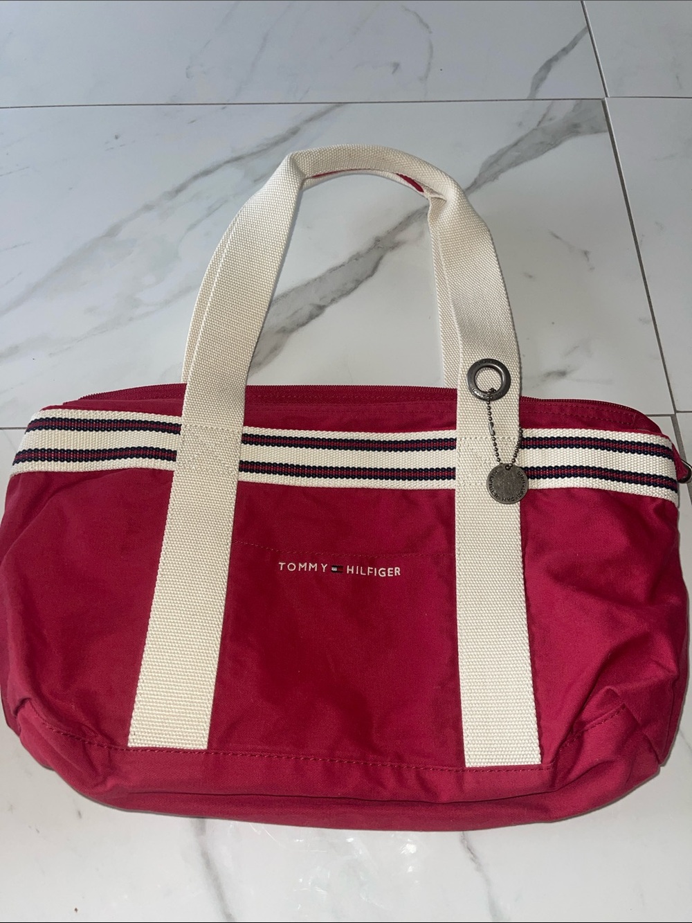 Tommy Hilfiger Crimson Canvas Purse“going to get iced coffee and do errands”